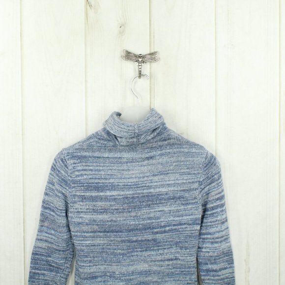 Columbia Blue Striped Ribbed Knit Turtleneck Pullover Sweater Size M - Picture 8 of 11